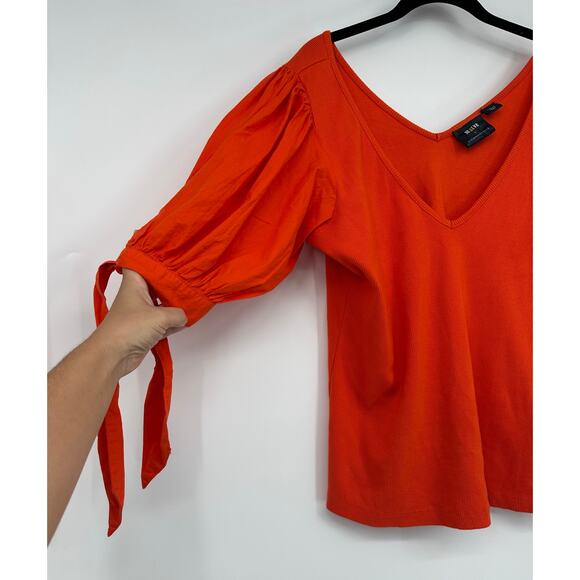 Anthropologie Maeve Puff Sleeved Ribbed V-neck - Picture 6 of 9